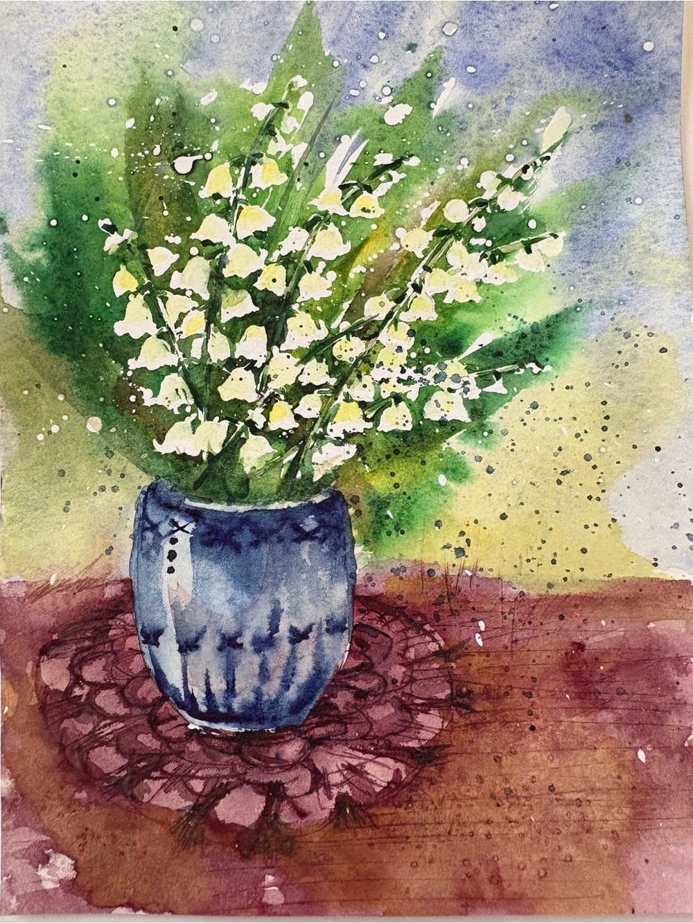 Watercolor painting “ lily of the valley”